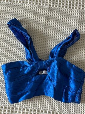 Zara Royal Blue Satin Halter Top